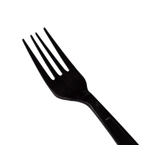  Karat U3530B 7 Poly-Wrapped Heavy-Weight Disposable Fork, Black (Pack of 1000)