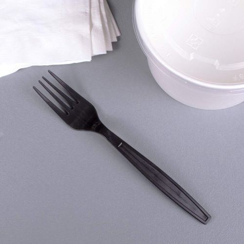  Karat U3530B 7 Poly-Wrapped Heavy-Weight Disposable Fork, Black (Pack of 1000)