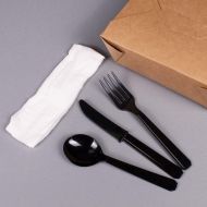 Karat U2200 PS Heavy-Weight Cutlery Kits, Black (Pack of 250)