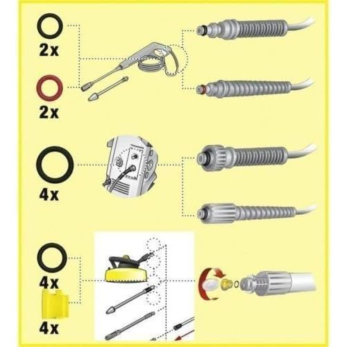  Original Karcher Hochdruckreiniger-O-Ring-Dichtung Tuelle-Set (Geeignet fuer K2-K4 K1, K3 K6 K7 K5/T250 (900mAh) T-Racer)