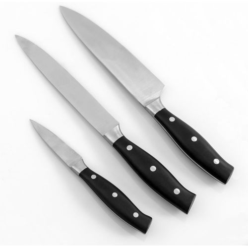  Karcher Messerblock Akazie aus Holz, inklusive drei Messer, Messerhalter magnetisch