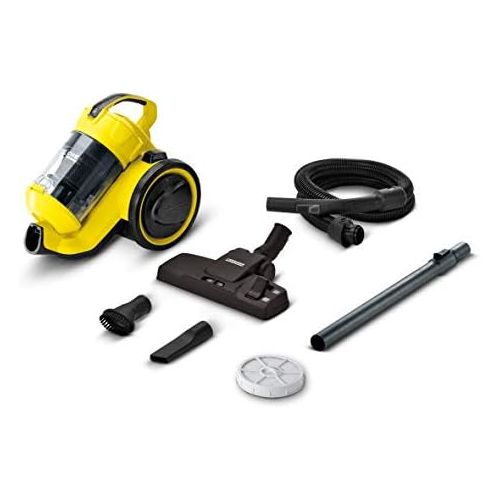  Karcher Staubsauger VC 3 beutellos, Bodenstaubsauger mit Komfortausstattung, hocheffizienter Hepa-Filter, 700 Watt, gelb-schwarz, handlich, leise & allergikerfreundlich