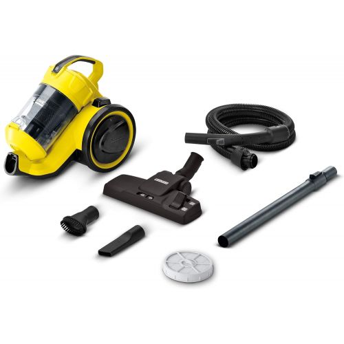  Karcher Staubsauger VC 3 beutellos, Bodenstaubsauger mit Komfortausstattung, hocheffizienter Hepa-Filter, 700 Watt, gelb-schwarz, handlich, leise & allergikerfreundlich