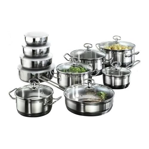  Karcher Topfset Jasmin (Edelstahl, 20-teilig, inkl. Glasdeckel und Edelstahl Schuessel Set, Induktion)