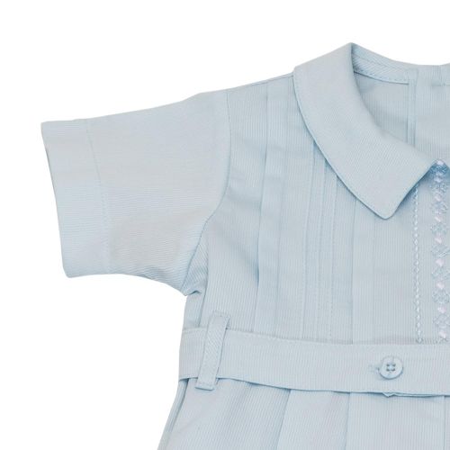  Karela Light Blue Pique Embroidered Baby Boy Romper with Matching Belt (18 mo)