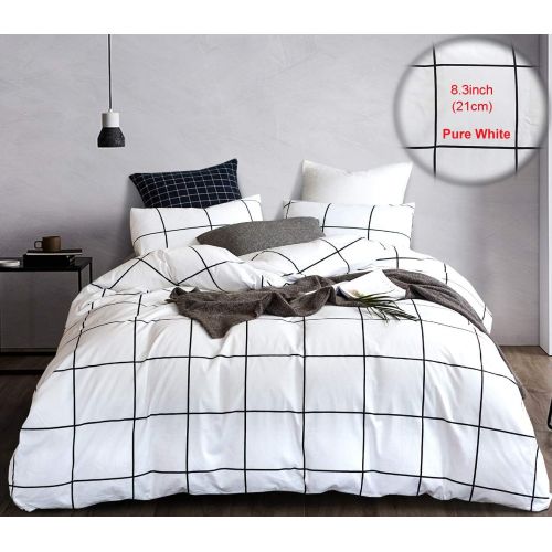  Karever karever Black and White Grid Bedding Set King Duvet Cover Sets 3 Piece Reversible Plaid Checkered Pattern Zipper 100% Cotton Man Women