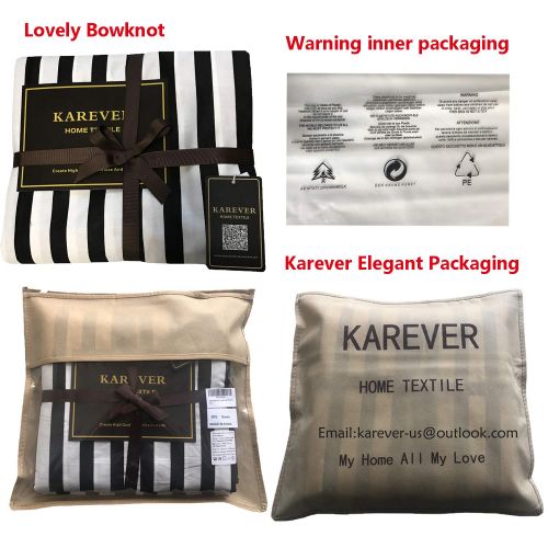  Karever karever Black White Striped Duvet Cover Queen Vertical Ticking Stripe Bedding Full 3 PCs Cotton Comforter Cover Set for Boys Girls