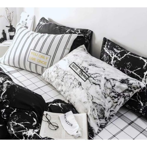  Karever karever Black White Striped Duvet Cover Queen Vertical Ticking Stripe Bedding Full 3 PCs Cotton Comforter Cover Set for Boys Girls