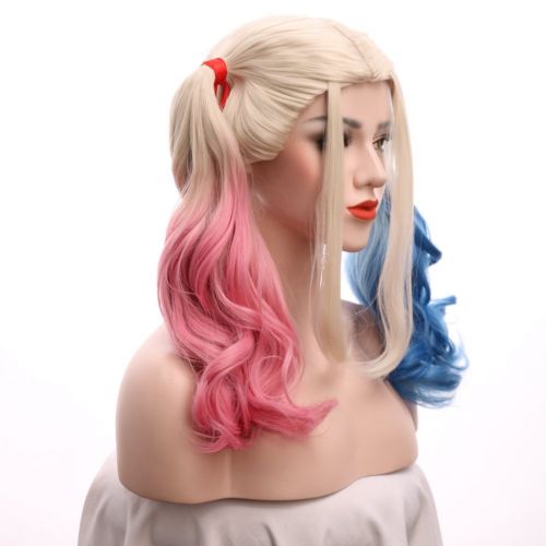  Karlery Womens Pink and Blue Mixed wig Long Curly Halloween Costume Cosplay Wig