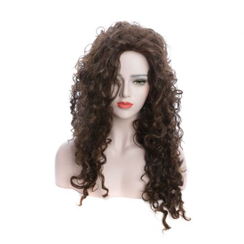  Karlery Womens Fluffy Curly Dark Brown wig Halloween Cosplay Wig Anime Costume Party Wig