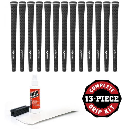  Karma Velour Midsize Black (+132") - 13 piece Golf Grip Kit (with tape, solvent, vise clamp)