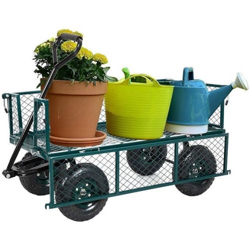  Large Garden Dump Cart with Steel Frame and Steerable Handle, Utility Gorilla Cart Wagon Carrier Mover 10