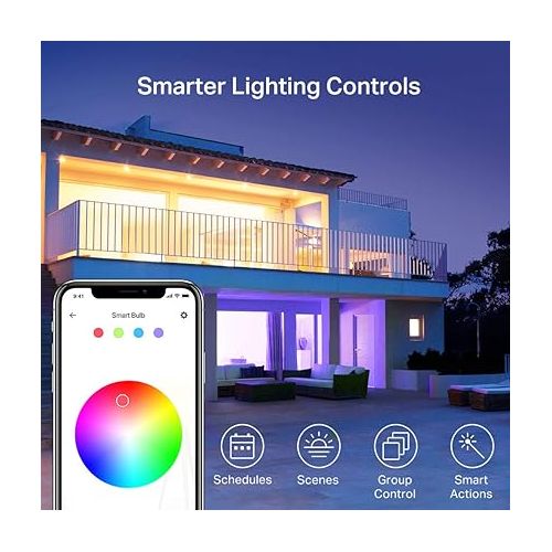  Kasa Smart Light Bulbs, Full Color Changing Dimmable Smart WiFi Bulbs Compatible with Alexa and Google Home, A19, 60 W 800 Lumens,2.4Ghz only, No Hub Required, 2-Pack (KL125P2), Multicolor