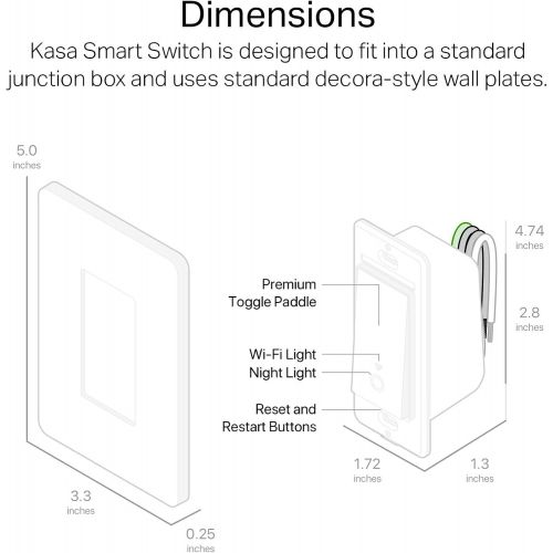  [아마존핫딜][아마존 핫딜] Kasa Smart Light Switch by TP-Link  Needs Neutral Wire, WiFi Light Switch, Works with Alexa & Google (HS200)