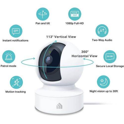  [아마존베스트]Kasa Smart Indoor Pan/Tilt Home Camera, 1080p HD Security Camera wireless 2.4GHz with Night Vision, Motion Detection for Baby Monitor, Cloud & SD Card Storage, Works with Alexa & G