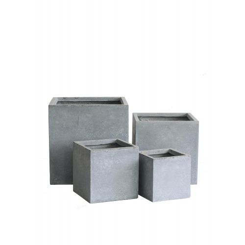  Kasamodern Modern Concrete Square Gray Cement Planter Pot, Medium,