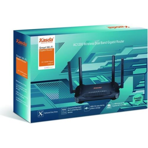  Kasda AC1200 Dual Band Gigabit WiFi Router, Long Range Wireless with High Gain 5dBi Antennas, Easy Setup via Smartphone (KW6516)