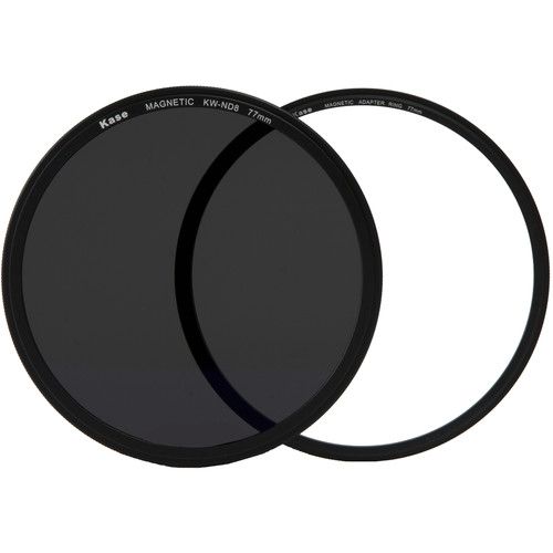  Kase Wolverine Magnetic ND8 Solid Neutral Density 0.9 Filter with 77mm Lens Adapter Ring (3-Stop)