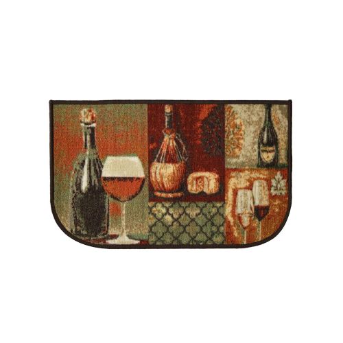  Kashi Home Cheese & Wine 3pc Kitchen Rug Set, (2) Slice 18x30 Rugs, (1) 20x40 Mat, Non-Slid Latex Back