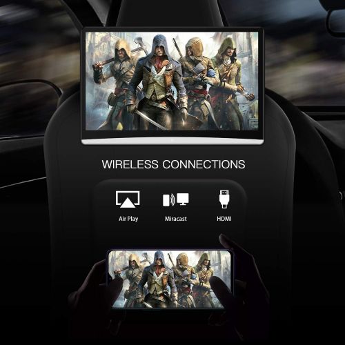  [아마존베스트]Kaskawise 12.5‘’ Car Headrest Video Player with WiFi,Android 9.0 TV Monitor Tablet IPS Touch Screen,Support Sync Screen Phone Mirroring Bluetooth/HDMI in/Out/FM/USB