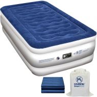 Kasonic Air Mattress Twin Size - Inflatable Airbed with Free Fitted Sheet & Carry Bag; Height 18; Built-in ETL Listed Electric Pump Raised Air Bed; Easy Setup for Home Use/Office R