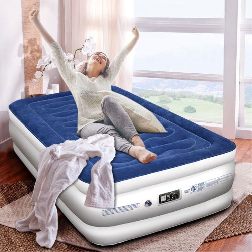  Kasonic Air Mattress Twin Size - Inflatable Airbed with Free Fitted Sheet & Carry Bag; Height 18; Built-in ETL Listed Electric Pump Raised Air Bed; Easy Setup for Home Use/Office R