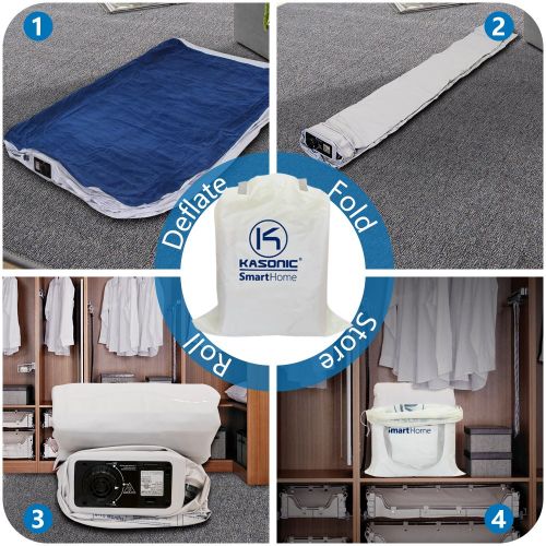  Kasonic Air Mattress Twin Size - Inflatable Airbed with Free Fitted Sheet & Carry Bag; Height 18; Built-in ETL Listed Electric Pump Raised Air Bed; Easy Setup for Home Use/Office R