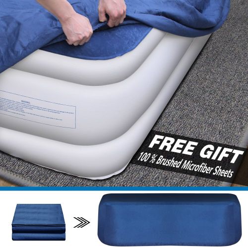  Kasonic Air Mattress Queen Size - Inflatable Airbed with Free Fitted Sheet & Carry Bag; Built-in ETL Listed Electric Pump Raised Air Bed; Height 22, Easy Setup for Home Use/Office
