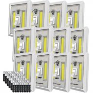 LED Night Light, Kasonic 200 Lumen Cordless COB LED Light Switch, Under Cabinet, Shelf, Closet, Garage, Kitchen, Stairwell and More, Battery(Included) Operated (12 Pack)