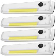 LED Night Light, Kasonic 200 Lumen Cordless COB LED Light Switch, Under Cabinet, Shelf, Closet, Garage, Kitchen, Stairwell and More, Battery(Included) Operated (4 Pack-White)