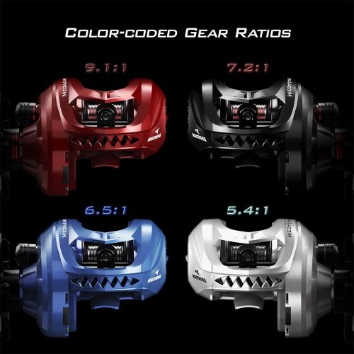  KastKing MegaJaws Baitcasting Reel, Industry First Color-Coded Gear Ratios from 5.4:1 to 9.1:1, Fishing Reel with 11+1 High Performance BB, Magnetic Braking System, 17.6 Lb Carbon