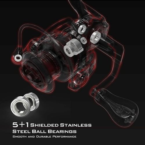  KastKing Royale Charge Spinning Fishing Reel, 5.2:1 High-Speed for Ultralight/Ice Fishing, Asymmetric Spinning Reel Rotor Design, Fresh & Saltwater Fishing Reel, Sharkskin Water-Wi