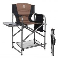 KastKing EVER ADVANCED Tall Directors Chair Bar Height Foldable Makeup Artist Chair with Side Table Cup Holder Side Storage Bag Footrest, Supports 300LBS