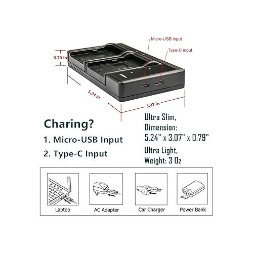  Kastar SSL-JVC70 LTD2 USB Battery Charger Replacement for JVC SSL-JVC50, JVC SSL-JVC70, JVC SSL-JVC75, JVC BN-S8I50 Battery, DT-X Monitor Series, JVC GY-LS300, GY-LS300CHU Camera