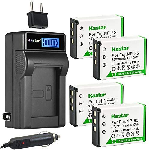  Kastar 4-Pack Battery + LCD AC Charger Compatible with Fujifilm NP-85 FNP-85 Sony NP-170 Toshiba PA3985 PA3985U-1BRS Ordro 084-07042L-062 084-07042L-075 Battery Fuji BC-85 BC-85A S