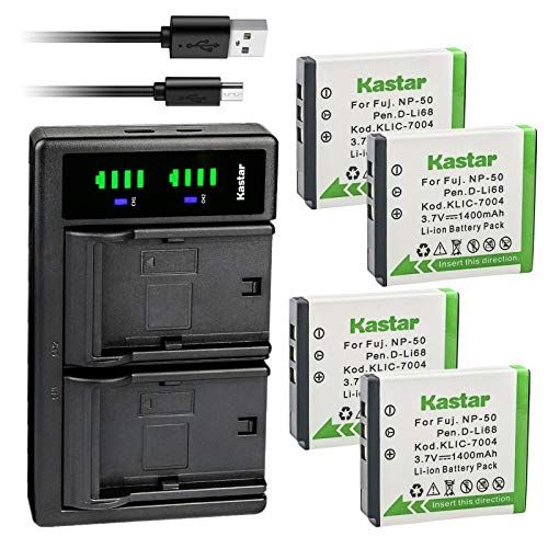  Kastar 4-Pack FNP-50 Battery and LTD2 USB Charger Replacement for Fujifilm NP-50 NP-50A Battery, Fujifilm BC-50, BC-45W Charger, Fujifilm FinePix XP170, FinePix XP200, FinePix XF1,