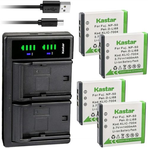  Kastar 4-Pack FNP-50 Battery and LTD2 USB Charger Replacement for Fujifilm NP-50 NP-50A Battery, Fujifilm BC-50, BC-45W Charger, Fujifilm FinePix XP170, FinePix XP200, FinePix XF1,