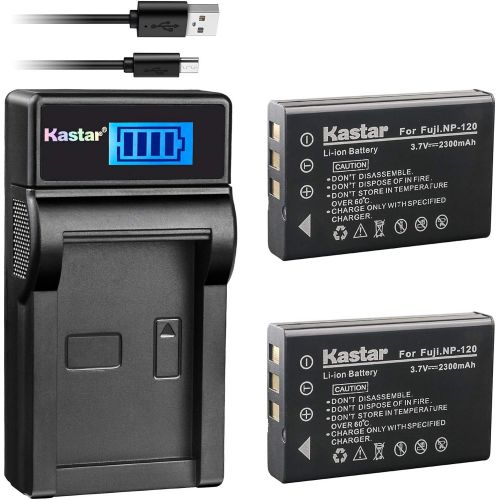  Kastar Battery (X2) & Slim LCD Charger for Fujifilm NP-120 NP120 FNP120 D-LI7 DB-43 and Fujifilm Finepix 603 M603 F10 F11 Zoom Optio 450 550 555 750 750Z MX MX4 Camera