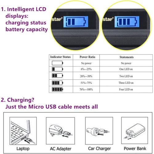  Kastar Battery (X2) & Slim LCD Charger for Olympus LI-42B LI-40B, Fujifilm NP-45, Nikon EN-EL10, Kodak KLIC-7006 K7006, Casio NP-80 CNP80, D-Li63, D-Li108, Ricoh DS-6365 Battery.