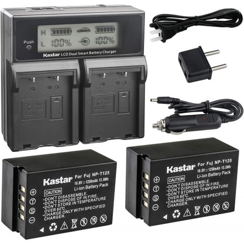  Kastar LCD Dual Fast Charger + 2X Battery for Fujifilm NP-T125 NPT125 Battery, Fujifilm BC-T125 Battery Charger, Fujifilm GFX 50S GFX50S GFX 50R GFX50R GFX 100 GFX100 Camera and Fu