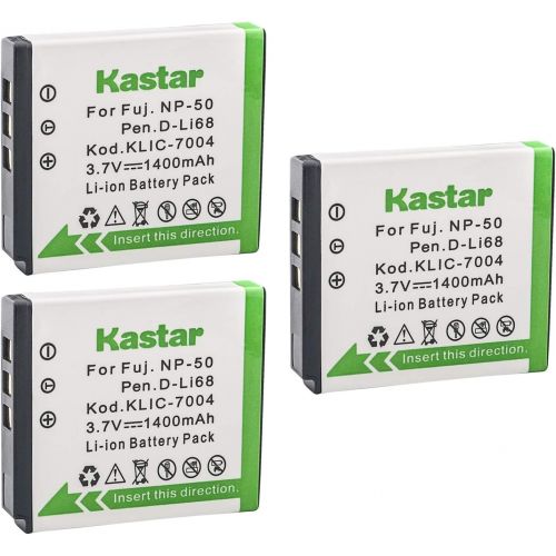  Kastar Battery 3-Pack Replacement for Fujifilm NP-50 Kodak KLIC-7004 Pentax D-Li68, Fujifilm FinePix F50FD F775EXR F800EXR F850EXR F900EXR XP150 XP160 XP170 XP200, Kodak EasyShare