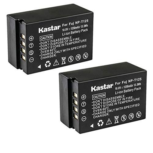  Kastar Battery 2 Pack for Fujifilm NP-T125 NPT125 Lithium-Ion Battery, Fujifilm BC-T125 Battery Charger, Fujifilm GFX 50S GFX50S GFX 50R GFX50R GFX 100 GFX100 Camera and Fujifilm V