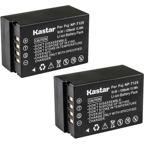  Kastar Battery 2 Pack for Fujifilm NP-T125 NPT125 Lithium-Ion Battery, Fujifilm BC-T125 Battery Charger, Fujifilm GFX 50S GFX50S GFX 50R GFX50R GFX 100 GFX100 Camera and Fujifilm V