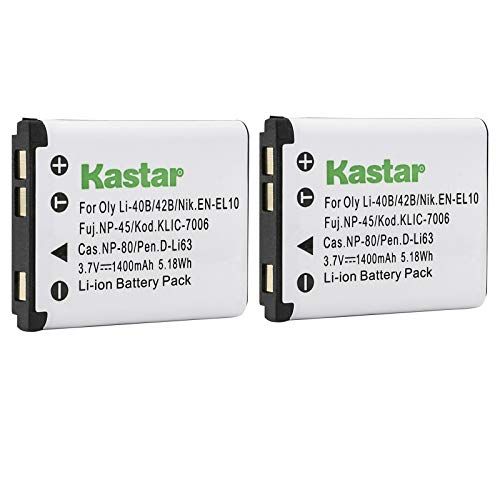  Kastar Battery (2-Pack) for Fujifilm NP-45 NP-45A NP-45B NP-45S & Fujifilm FinePix XP20 XP22 XP30 XP50 XP60 XP70 XP80 XP90 T350 T360 T400 T500 T510 T550 T560 JX500 JX520 JX550 JX71