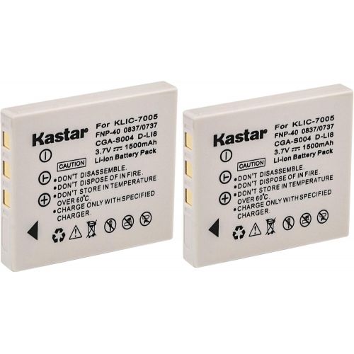  Kastar Compatible Battery 2-Pack Replacement for Fujifilm NP-40, NP-40N, Panasonic CGA-S004, CGA-S004A, CGA-S004E, CGR-S001B, DMW-BCB7, Kodak KLIC-7005, Samsung SLB-0737, SLB-0837,