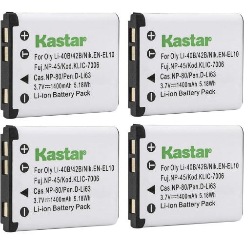  Kastar Battery (4-Pack) for Fujifilm NP-45 NP-45A NP-45B NP-45S & Fujifilm FinePix XP20 XP22 XP30 XP50 XP60 XP70 XP80 XP90 T350 T360 T400 T500 T510 T550 T560 JX500 JX520 JX550 JX71