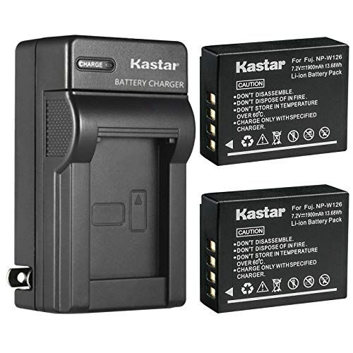  Kastar 2-Pack Battery and AC Wall Charger Replacement for Fujifilm NP-W126, NP-W126s Battery, Fuji BC-W126 Charger, Fujifilm X100F, X100V, HS30EXR, HS33EXR, HS35EXR, HS50EXR, X-PRO