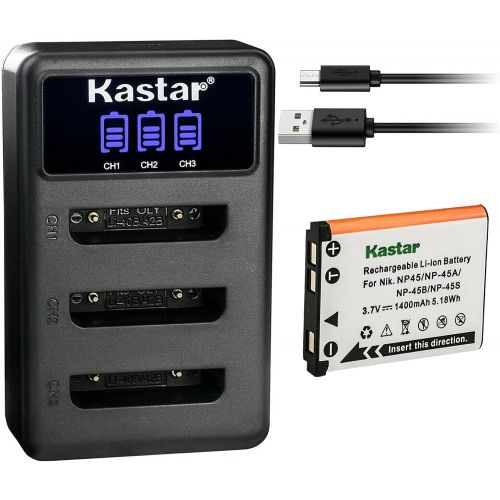  Kastar 1 Pack Battery and LCD Triple USB Charger Compatible with Fujifilm FinePix XP140, FinePix Z10fd Z20fd, FinePix Z30 Z31 Z33WP Z35 Z37, FinePix Z70 Z71, FinePix Z80 Z81, FineP