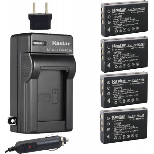  Kastar 4X Battery + Charger for Fujifilm NP-120 FinePix 603, F10, F11, KYOCERA Contax Tvs Digital, RICOH Caplio 300G, Caplio 400G Wide, Caplio Pro G3, Caplio R330, Caplio RR10, Cap