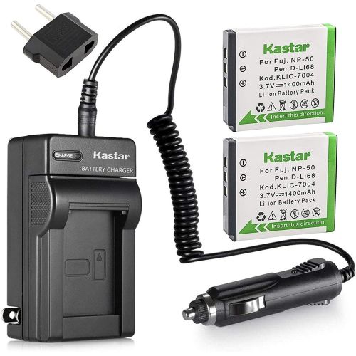  Kastar Battery (2-Pack) and Charger Kit for Fujifilm NP-50, Kodak KLIC-7004, Pentax D-Li68 and Fujifilm FinePix Cameras, Kodak EasyShare Cameras and Pentax Cameras (Detail Models i